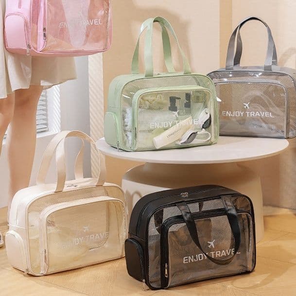 ジムバッグ 透明シューズポケット付き防水ジムバッグ