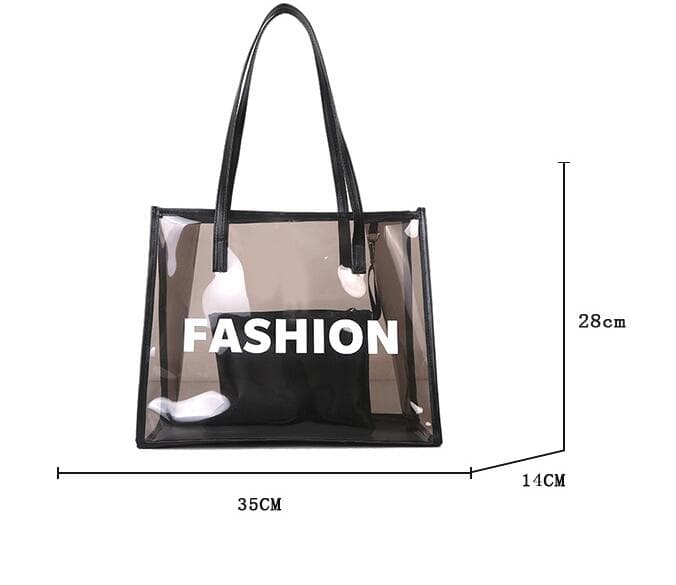 ジムバッグ レディース防水透明大容量トートバッグポーチ付き４色展開