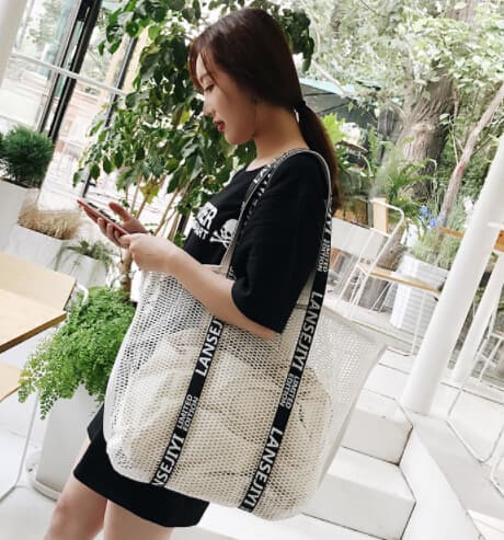 ジムバッグ レディース メッシュ ショルダーバッグ 大容量 透け感 おしゃれトート