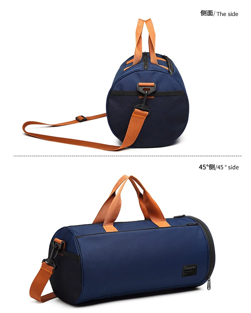 軽量防水ダッフルバッグ 乾湿分離ポケット付きジムバッグ