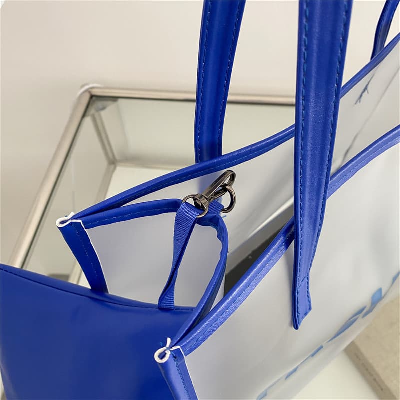 ジムバッグ レディース防水透明大容量トートバッグポーチ付き４色展開