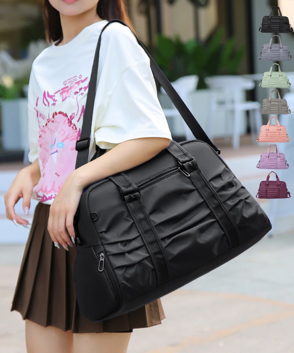 ジムバッグ 大容量プリーツナイロンバッグ 軽量旅行ジム用