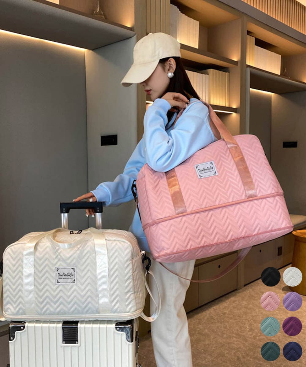 ジムバッグ レディース大容量拡張ボストンバッグ 小物入れ付き