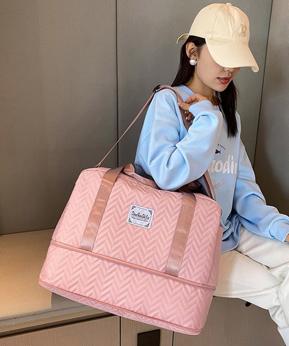 ジムバッグ レディース大容量拡張ボストンバッグ 小物入れ付き