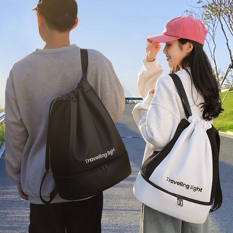 ジムバッグ 軽量ナップサック型防水ジムバッグ二層式