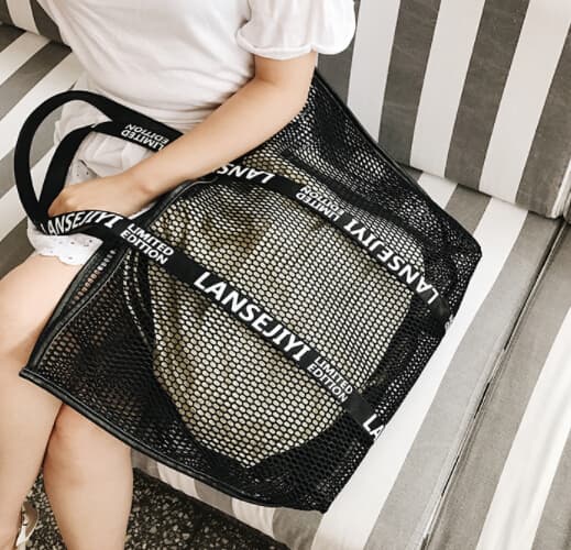 ジムバッグ レディース メッシュ ショルダーバッグ 大容量 透け感 おしゃれトート